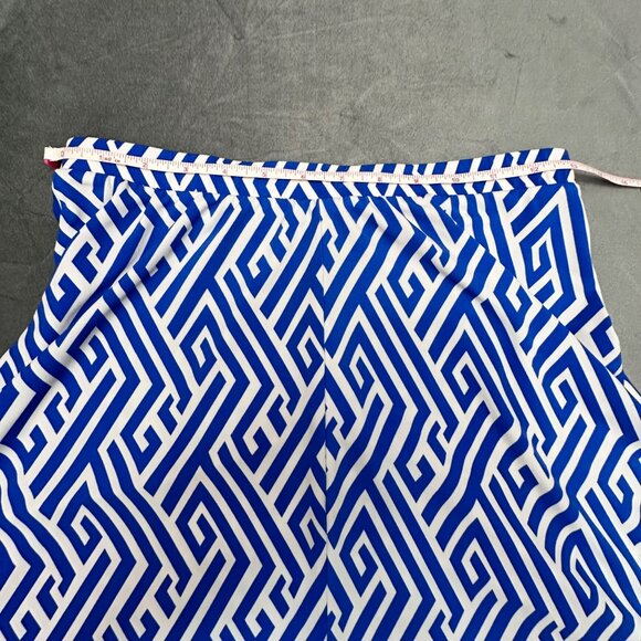 Chico's Skirt Size 0 Small Blue & White Midi Asymmetrical Hem Pull On Summer - Picture 13 of 15